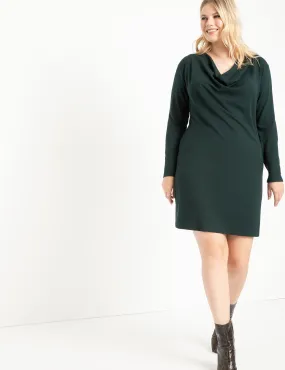 Cowl Neck Dress in Dark Green