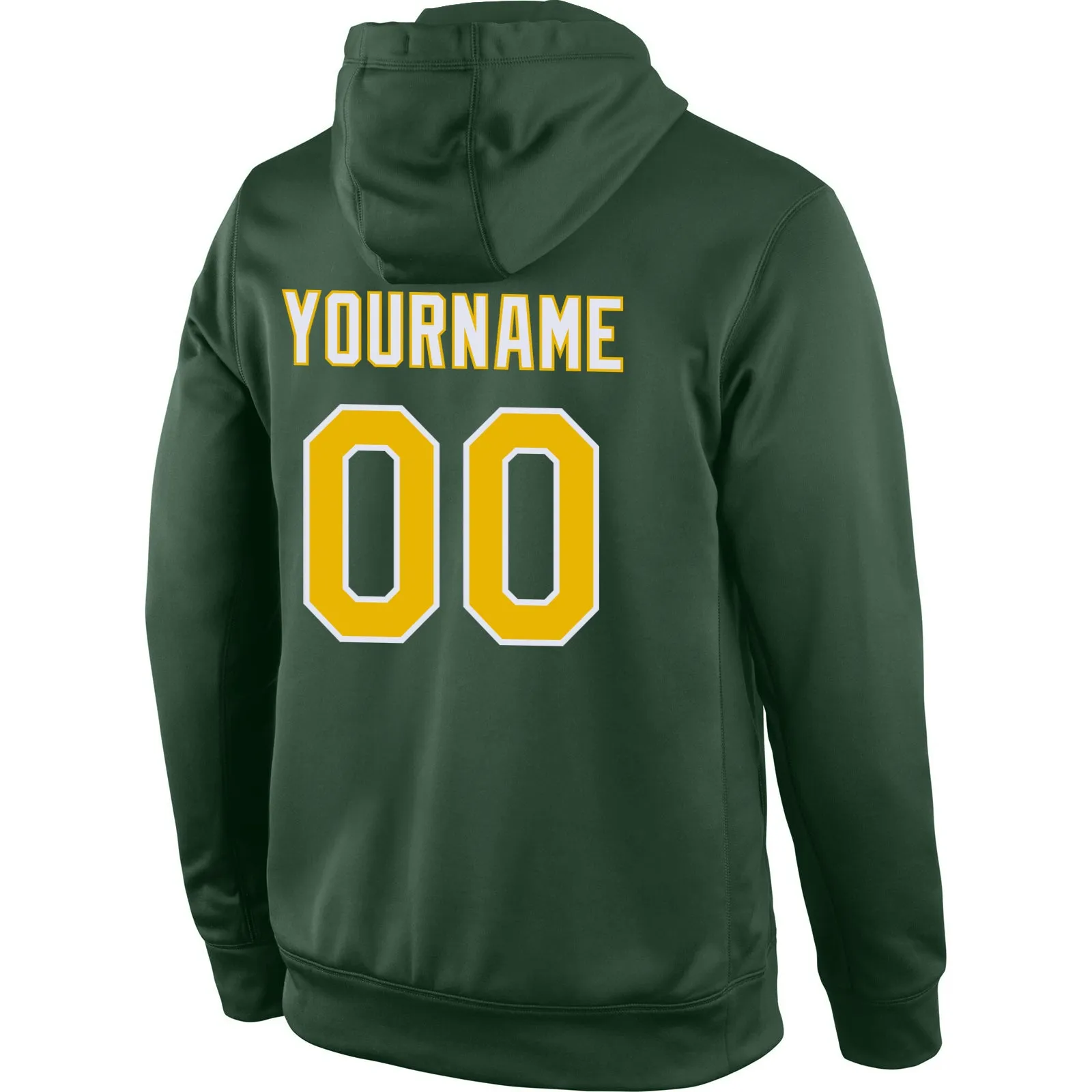 Custom Stitched Green Gold-White Sports Pullover Sweatshirt Hoodie