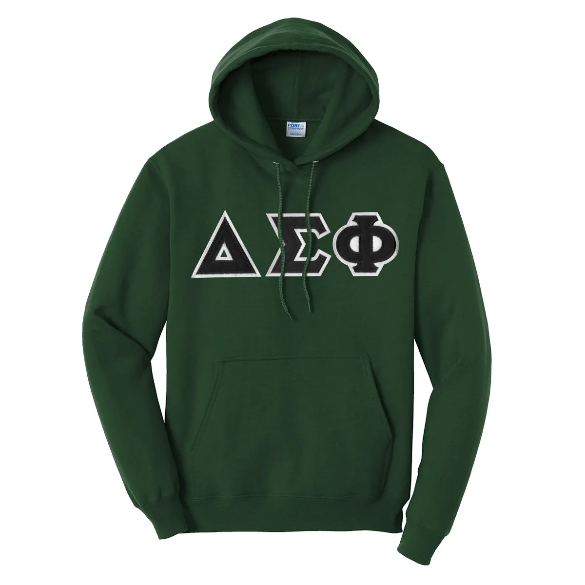 Delta Sig Green Hoodie with Sewn On Letters