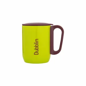 DUBBLIN Polo Stainless Steel Unbreakable Tea Coffee Mug Double Wall Insulated with Handle and Lid, Wide Mouth Mug Keeps Beverages Hot & Cold 220 ML Parrot Green