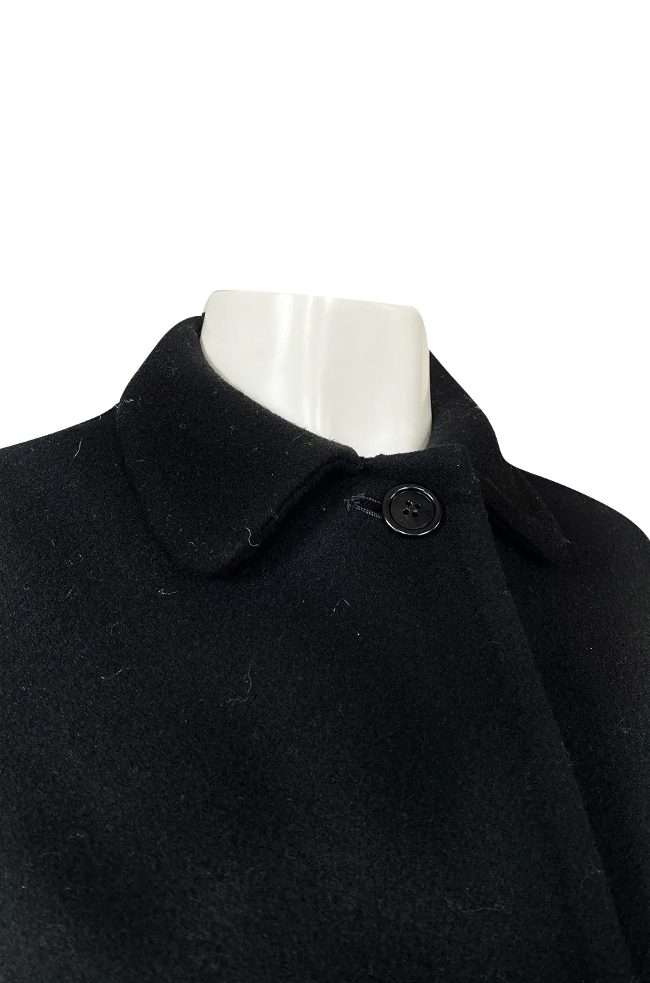 Early 1980s Halston Chic and Simple Black Wool & Cashmere Coat