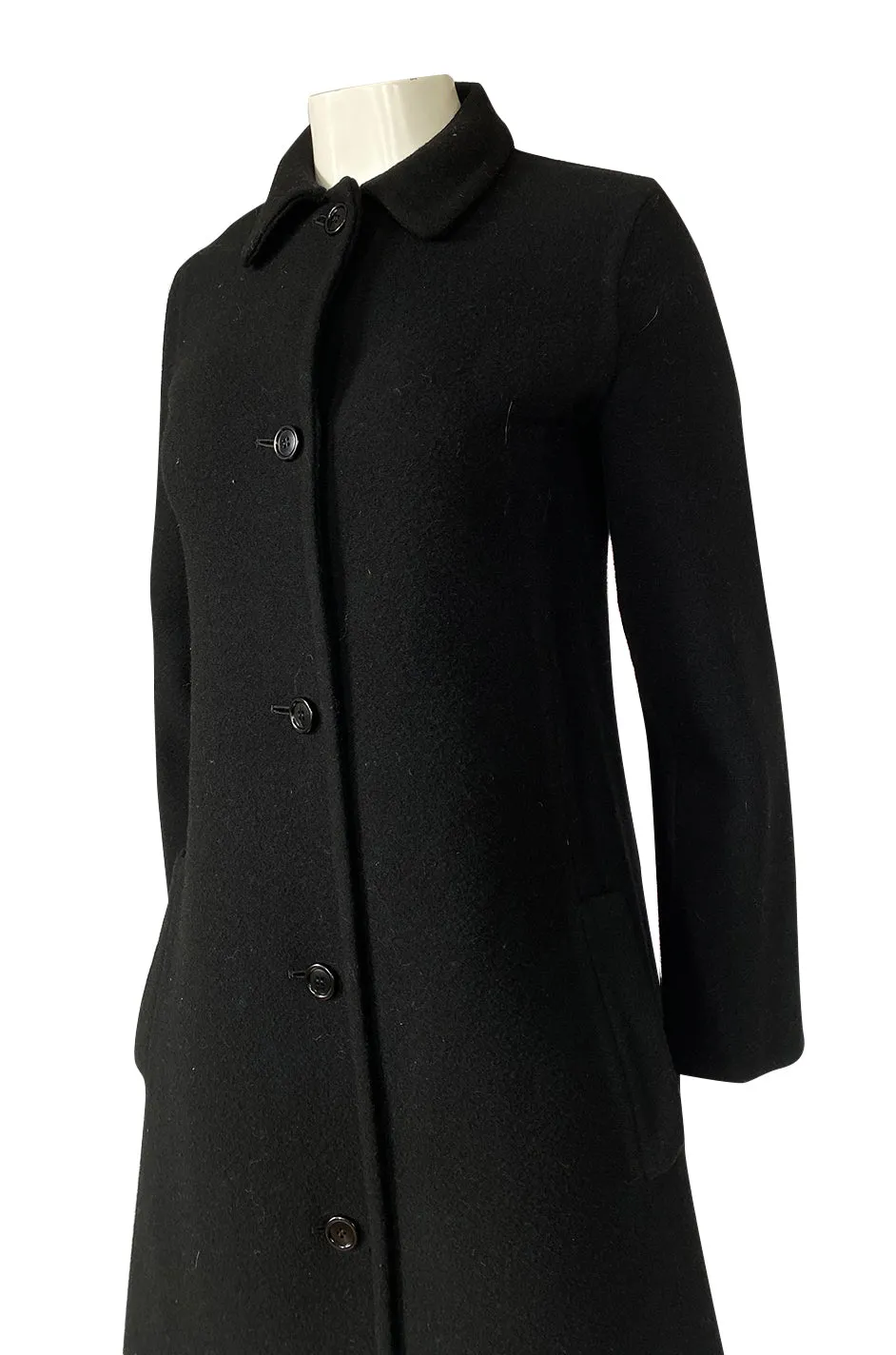 Early 1980s Halston Chic and Simple Black Wool & Cashmere Coat