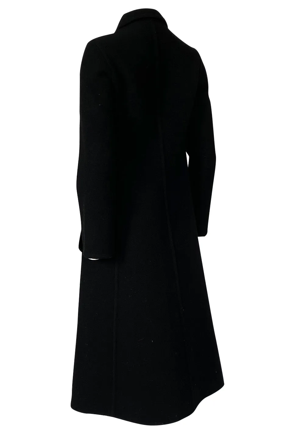 Early 1980s Halston Chic and Simple Black Wool & Cashmere Coat