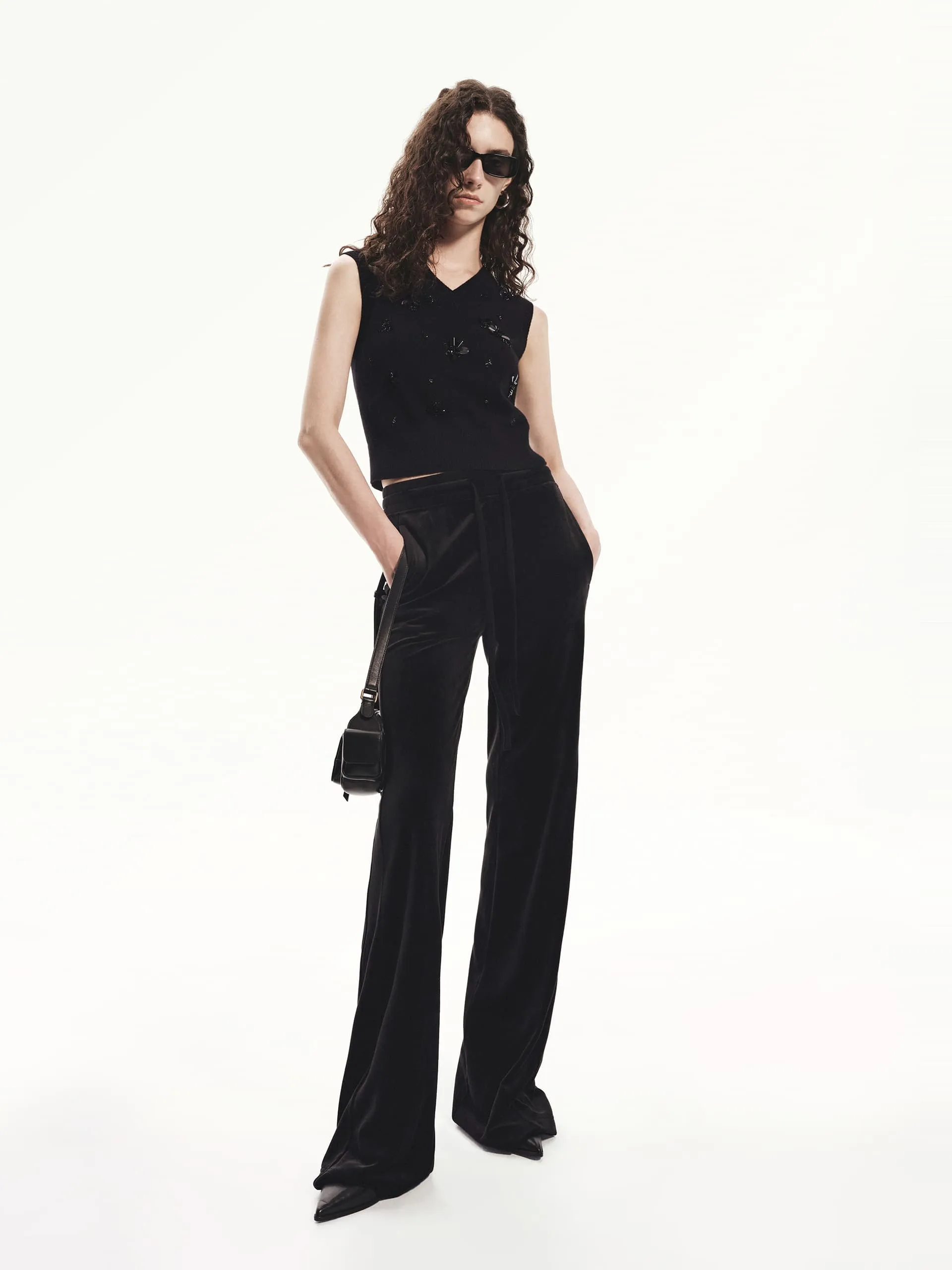 Elastic Waist Velvet Pants