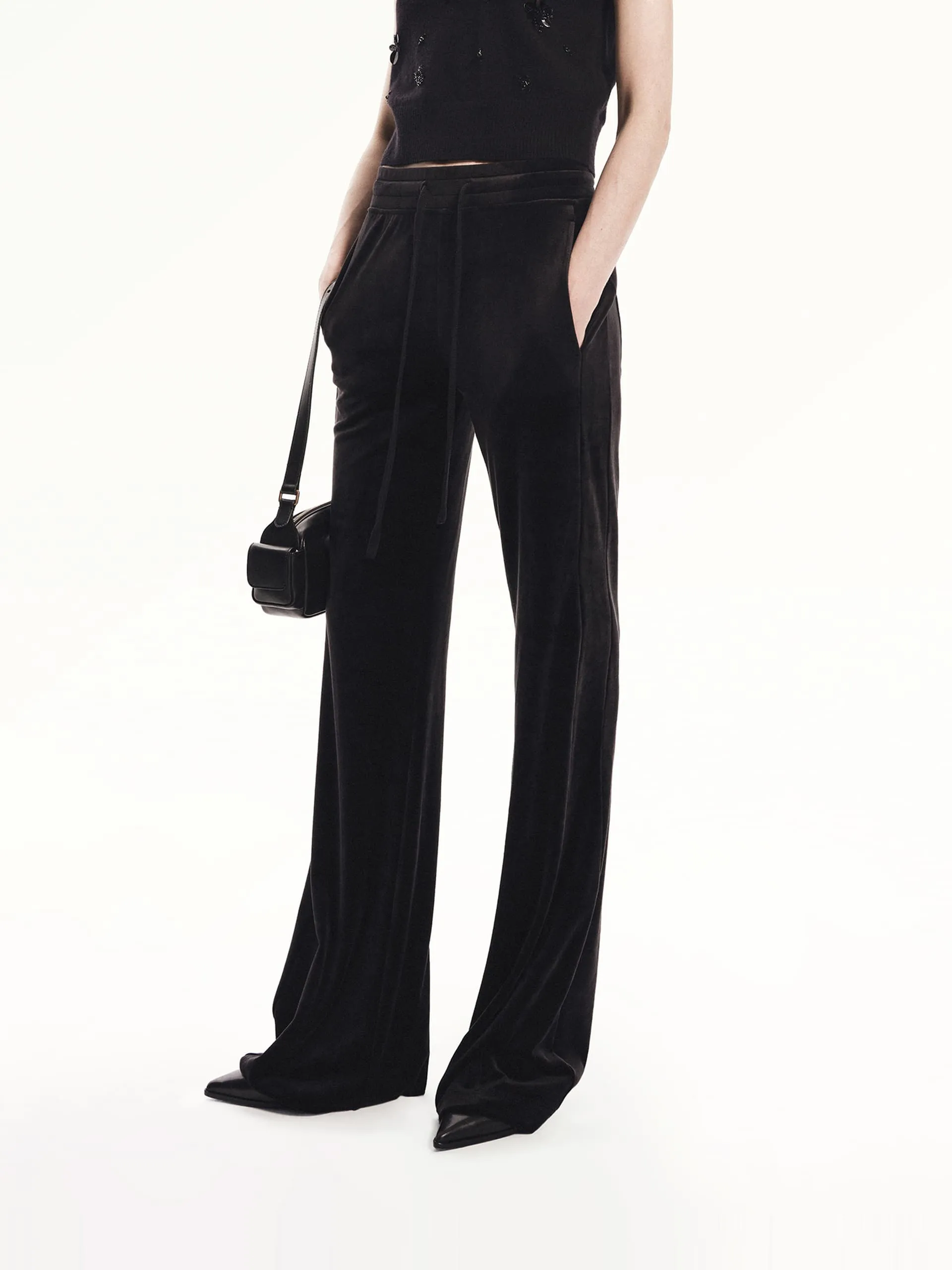 Elastic Waist Velvet Pants