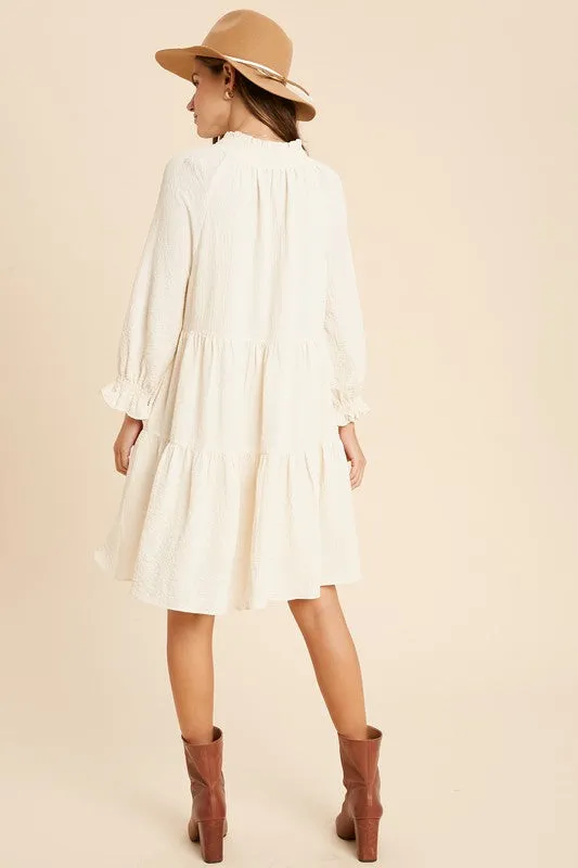 Elsie Ruffle Dress in Cream