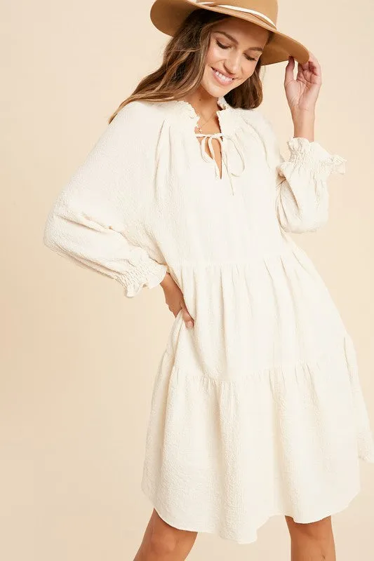 Elsie Ruffle Dress in Cream