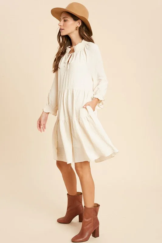 Elsie Ruffle Dress in Cream