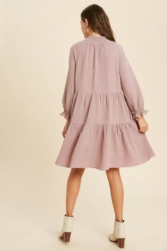 Elsie Ruffle Dress in Mauve