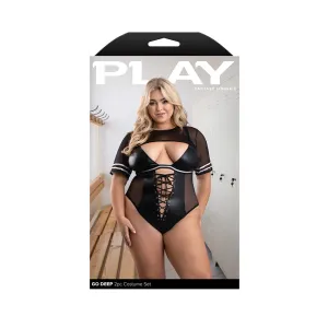 Fantasy Lingerie Play Go Deep 2-Piece Football Costume Set Black 3XL/4XL