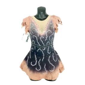 Figure Skating Dress - Mocha 100's Clear Crystals SU600