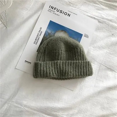 Fisherman Knit Ribbed Turn Up Beanie