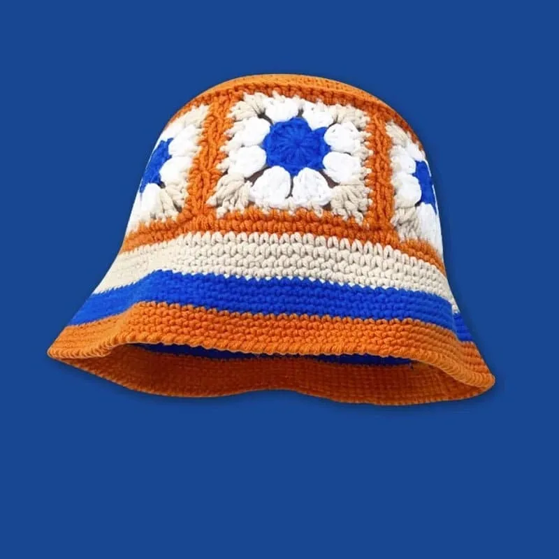 Floral Crochet Bucket Hat for Women - Sun Protection and Breathable Design