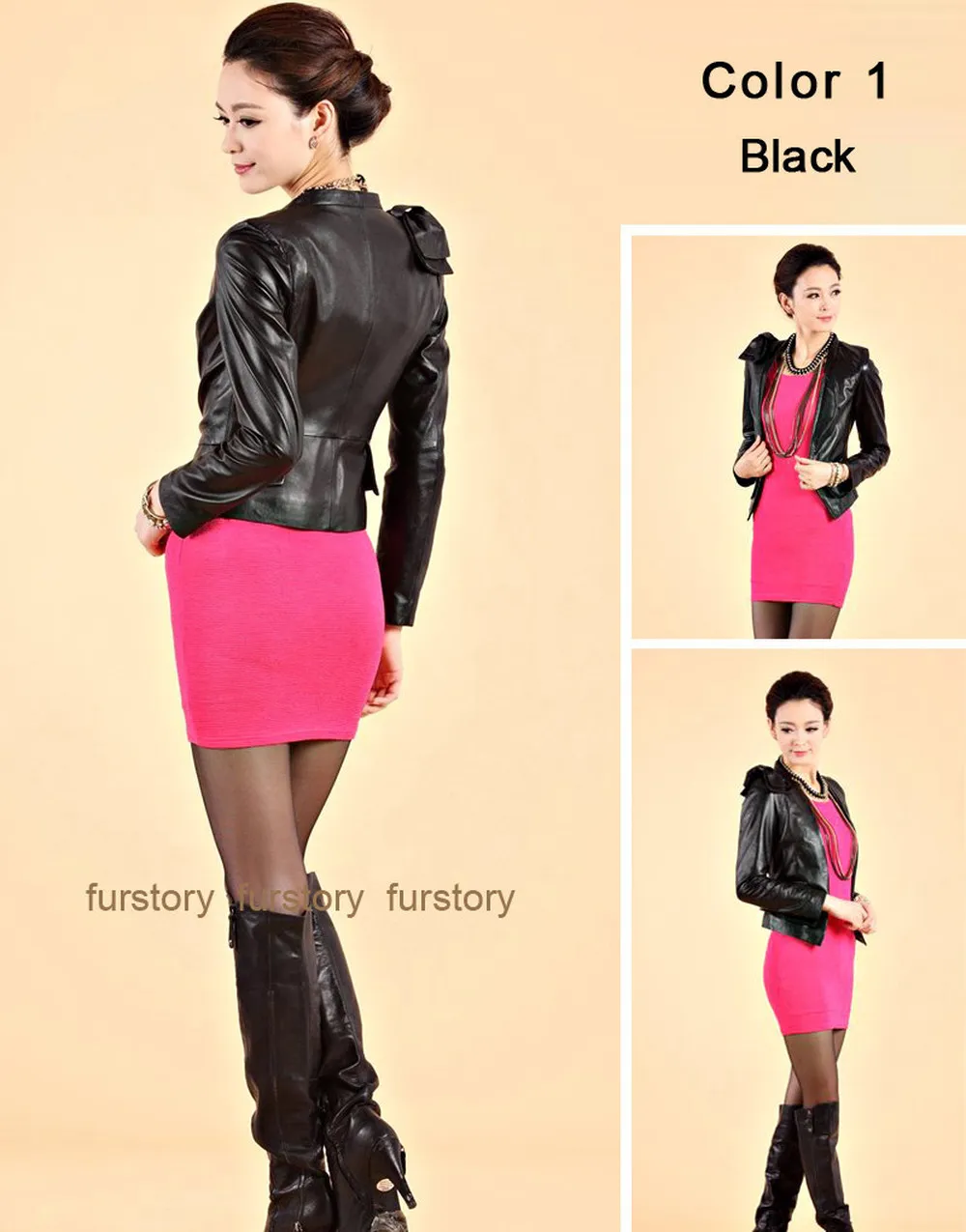 Genuine Sheep Leather Jacket Warm Coat Womens Coat