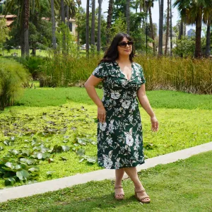 Gianna Green Floral V-Neck Dress