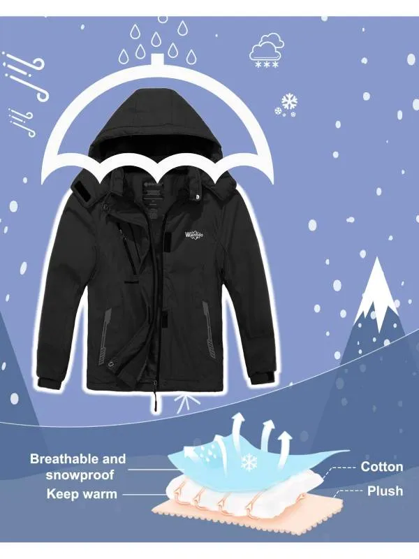 Girls Hooded Ski Fleece Winter Jacket