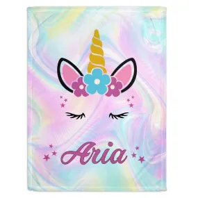 Glitter Unicorn Personalized Minky Blanket