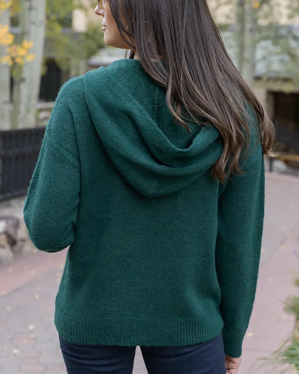 Grace & Lace So Soft Knit Sweater Hoodie - Deep Green