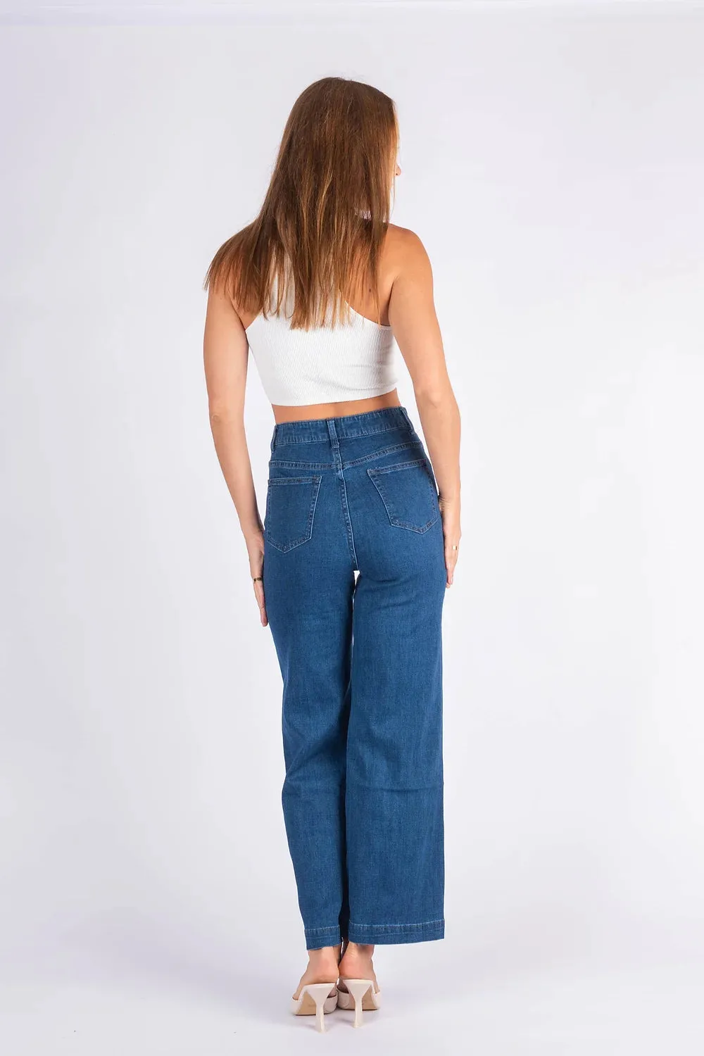 High Waist Wide Leg Jean - Denim