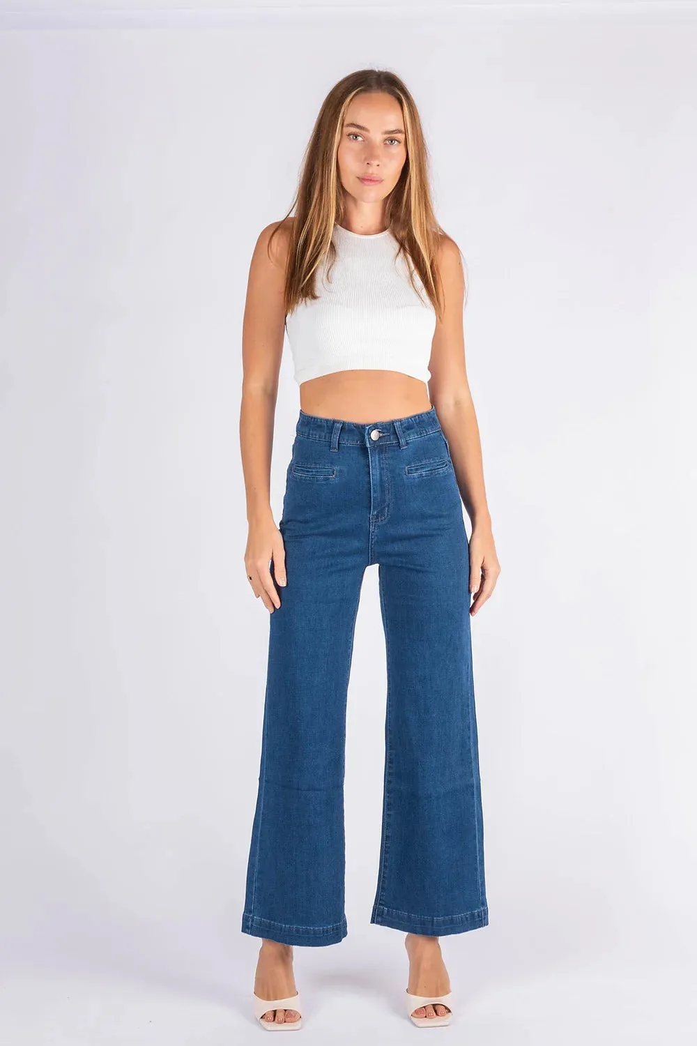 High Waist Wide Leg Jean - Denim