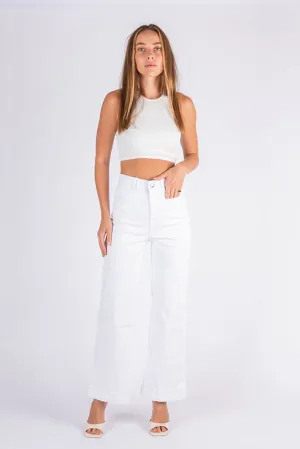 High Waist Wide Leg Jean - White