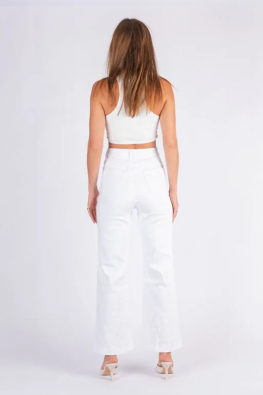 High Waist Wide Leg Jean - White