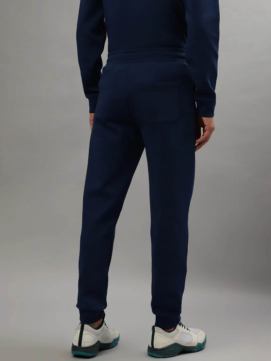 Iconic Men Blue Solid Regular Fit Mid-Rise Trackpant