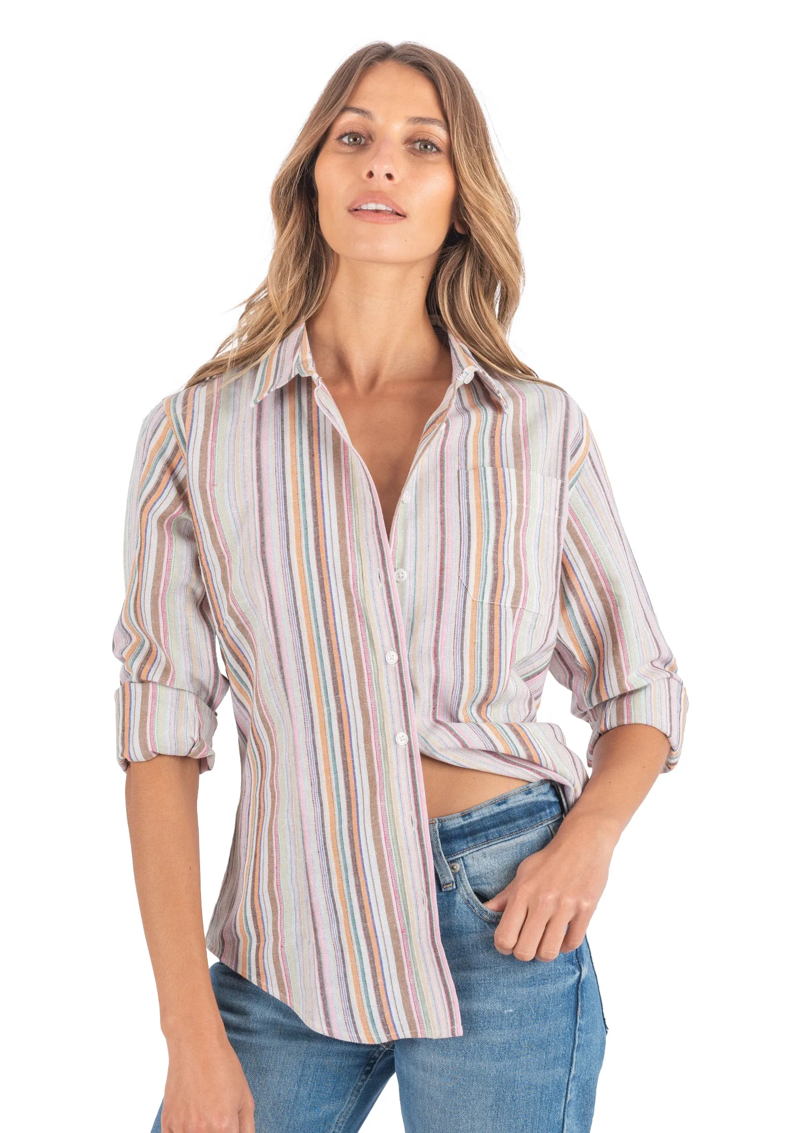 Iris Warm Stripes Classic Fit Linen Shirt