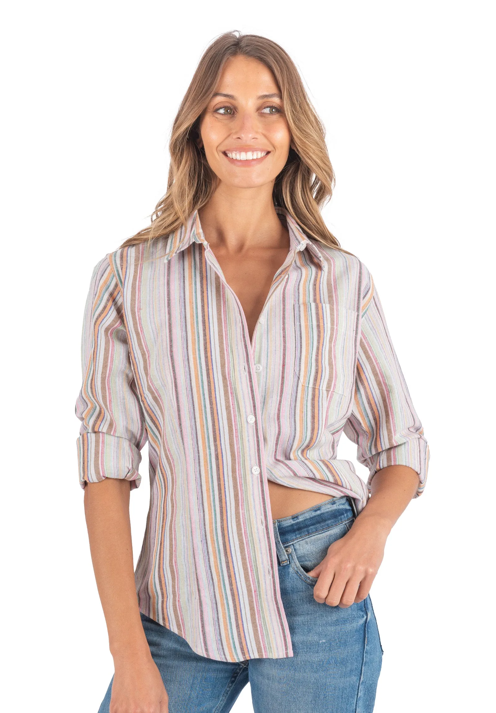 Iris Warm Stripes Classic Fit Linen Shirt