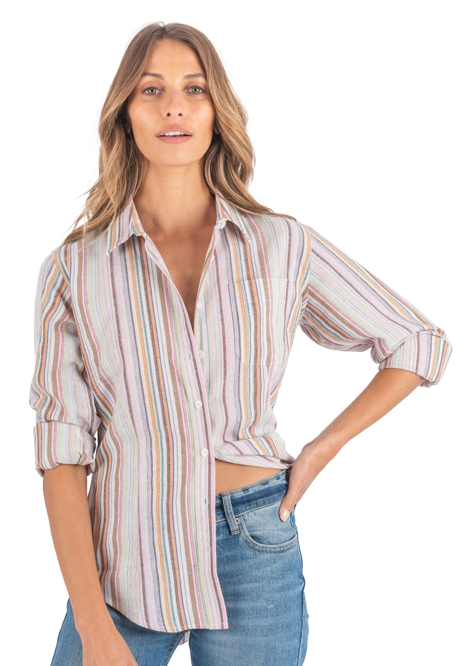 Iris Warm Stripes Classic Fit Linen Shirt