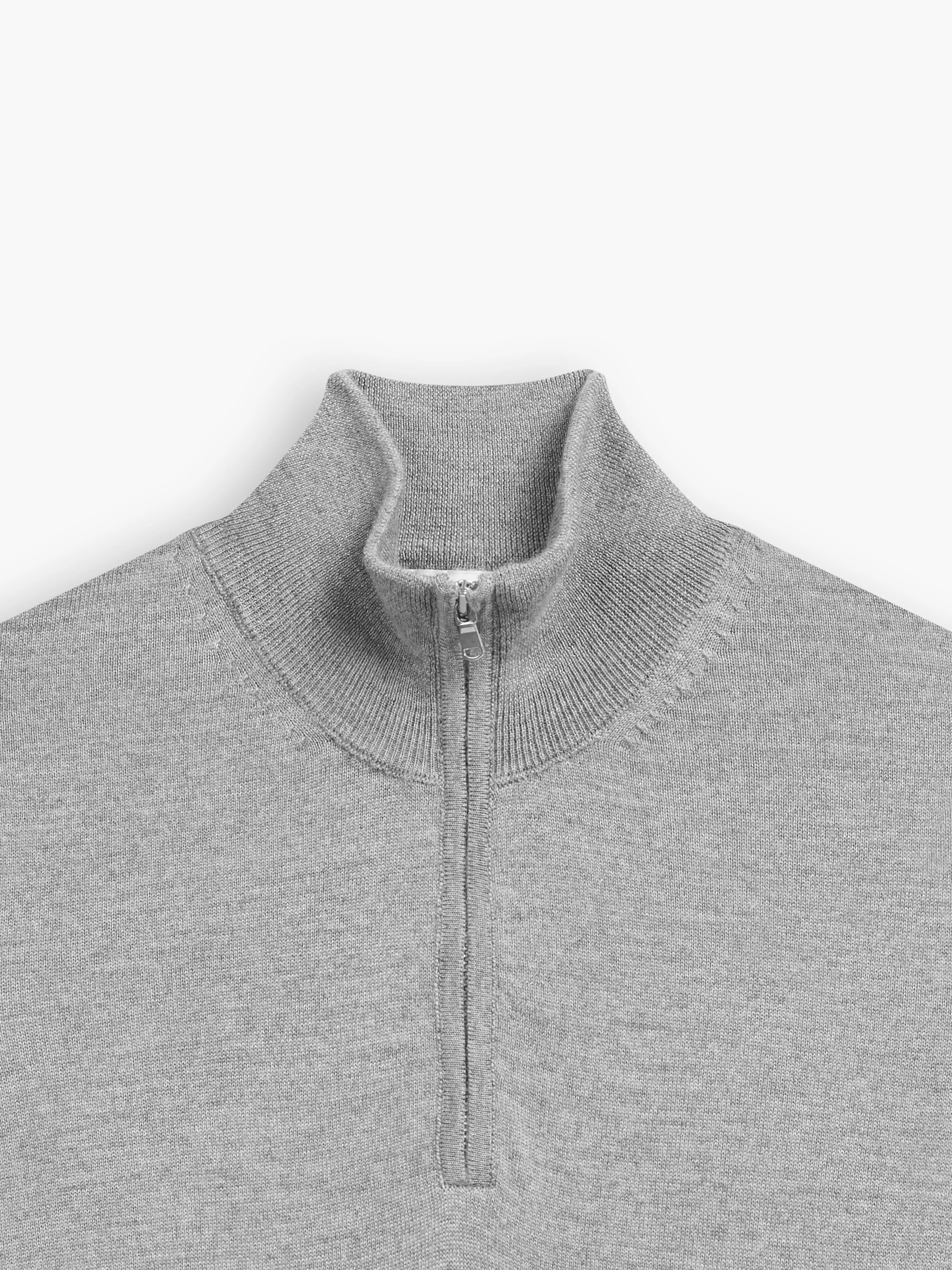 Italian Merino Wool Quarter-Zip Jumper - Grey Marl