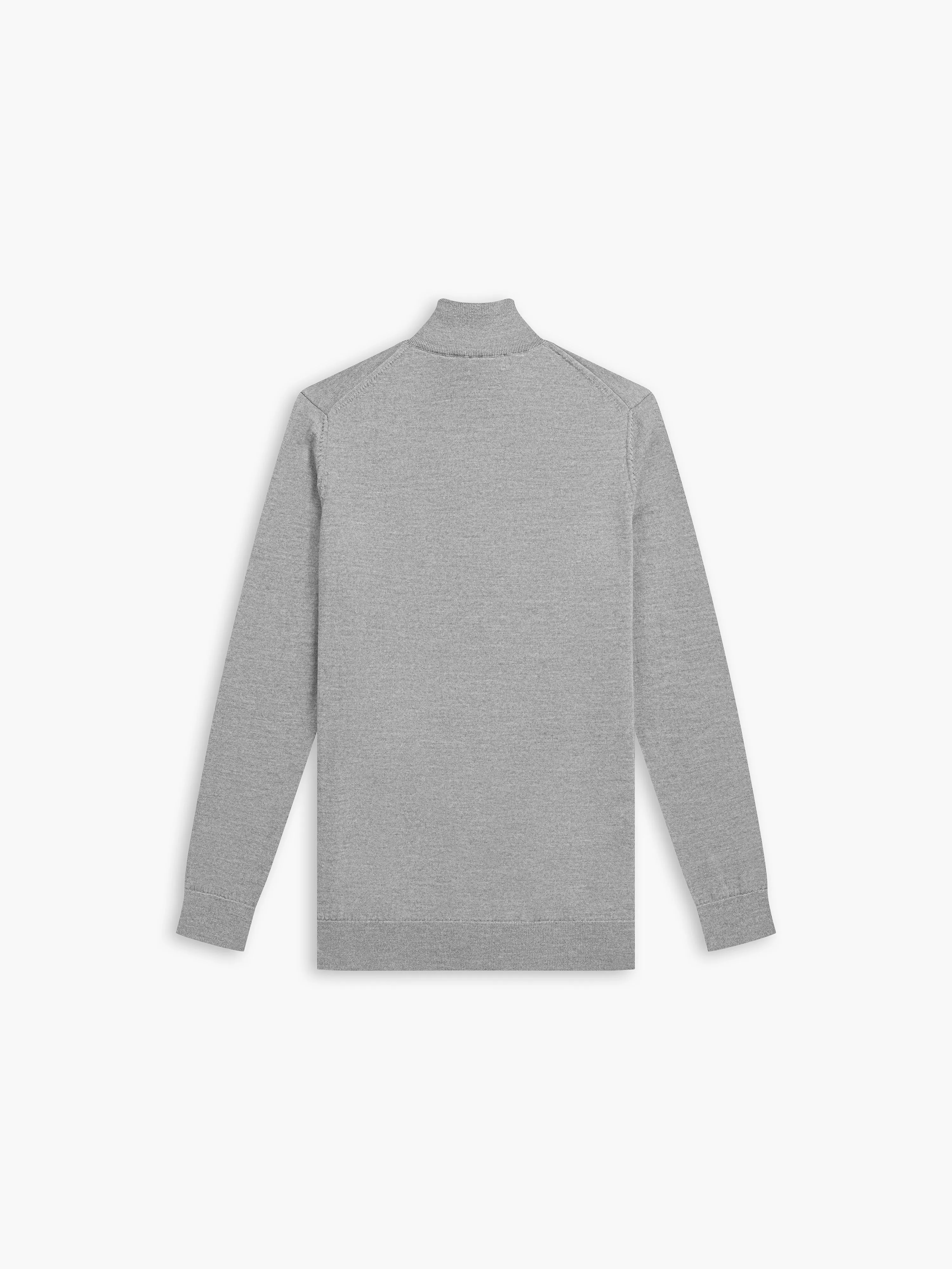 Italian Merino Wool Quarter-Zip Jumper - Grey Marl