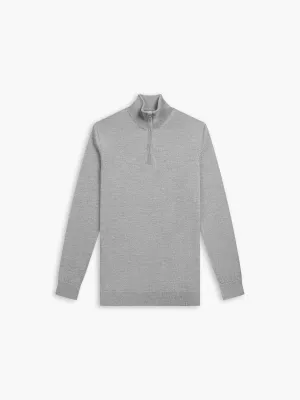 Italian Merino Wool Quarter-Zip Jumper - Grey Marl