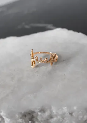 Jacquie Aiche Full Pave Diamonds 14k Rose Gold "Fuck" Ring