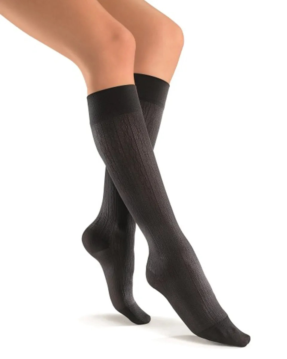 Jobst soSoft Women's Knee High Closed Toe Brocade Pattern Support Socks 8-15 mmHg