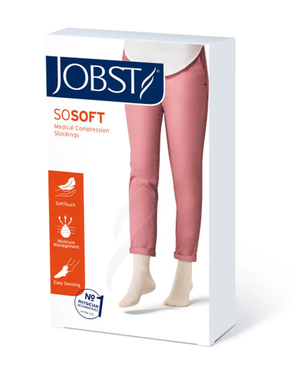 Jobst soSoft Women's Knee High Closed Toe Ribbed Pattern Support Socks 15-20 mmHg