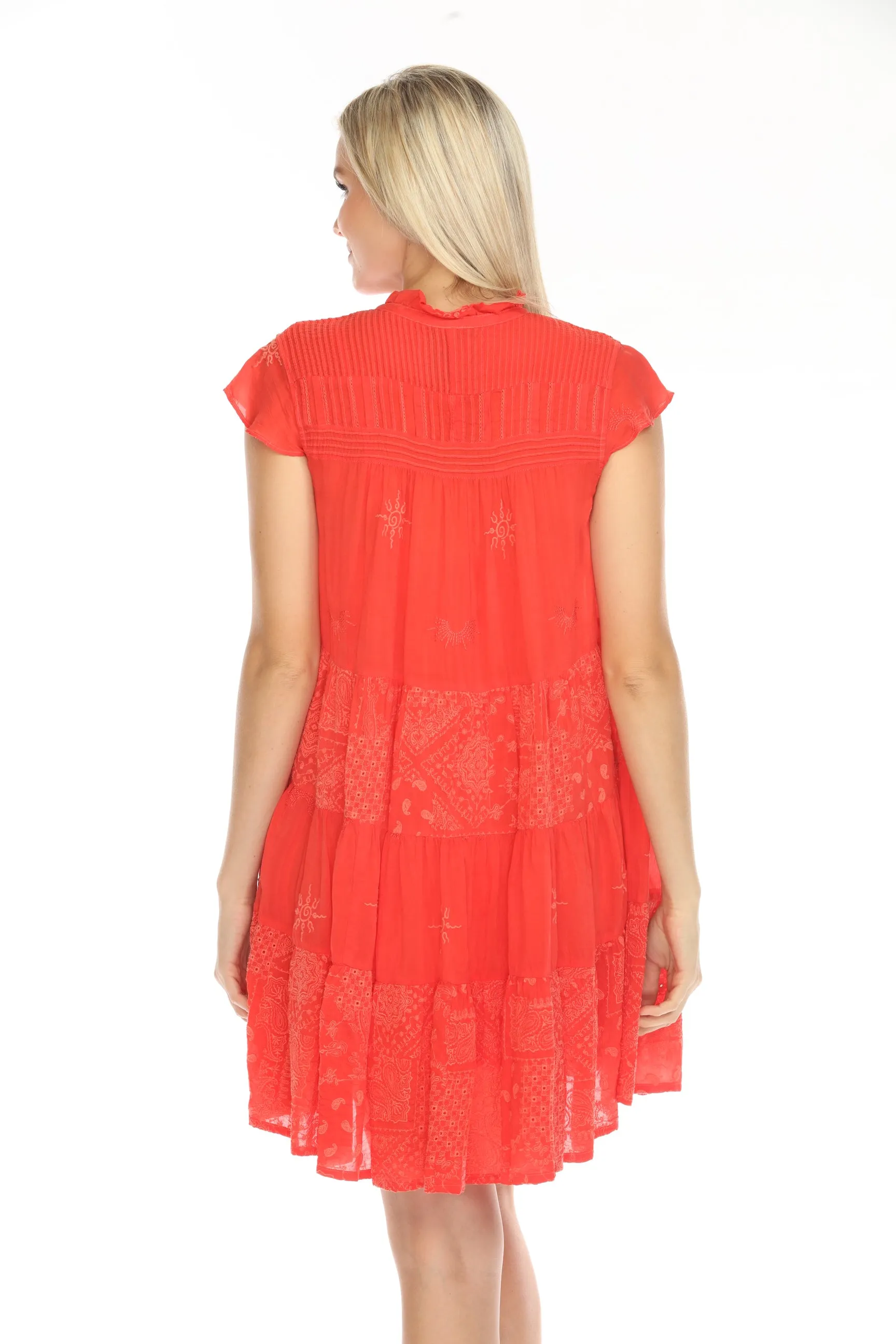 Johnny Was Red Nyana Harmonee Babydoll Slip Dress C33924