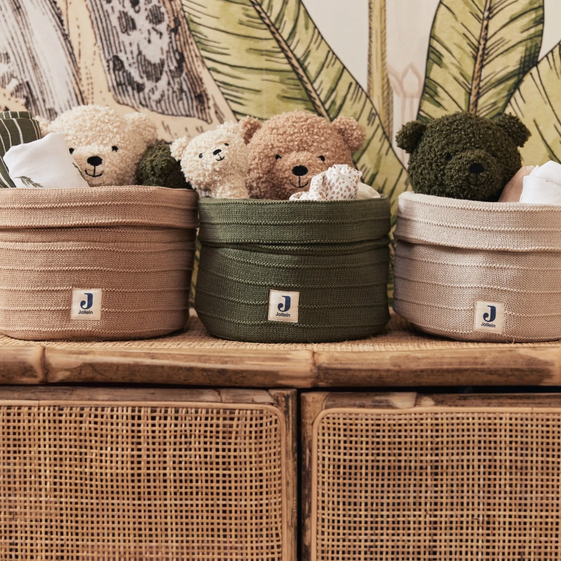 Jollein Storage basket for Commode | Pure Knit Leaf Green