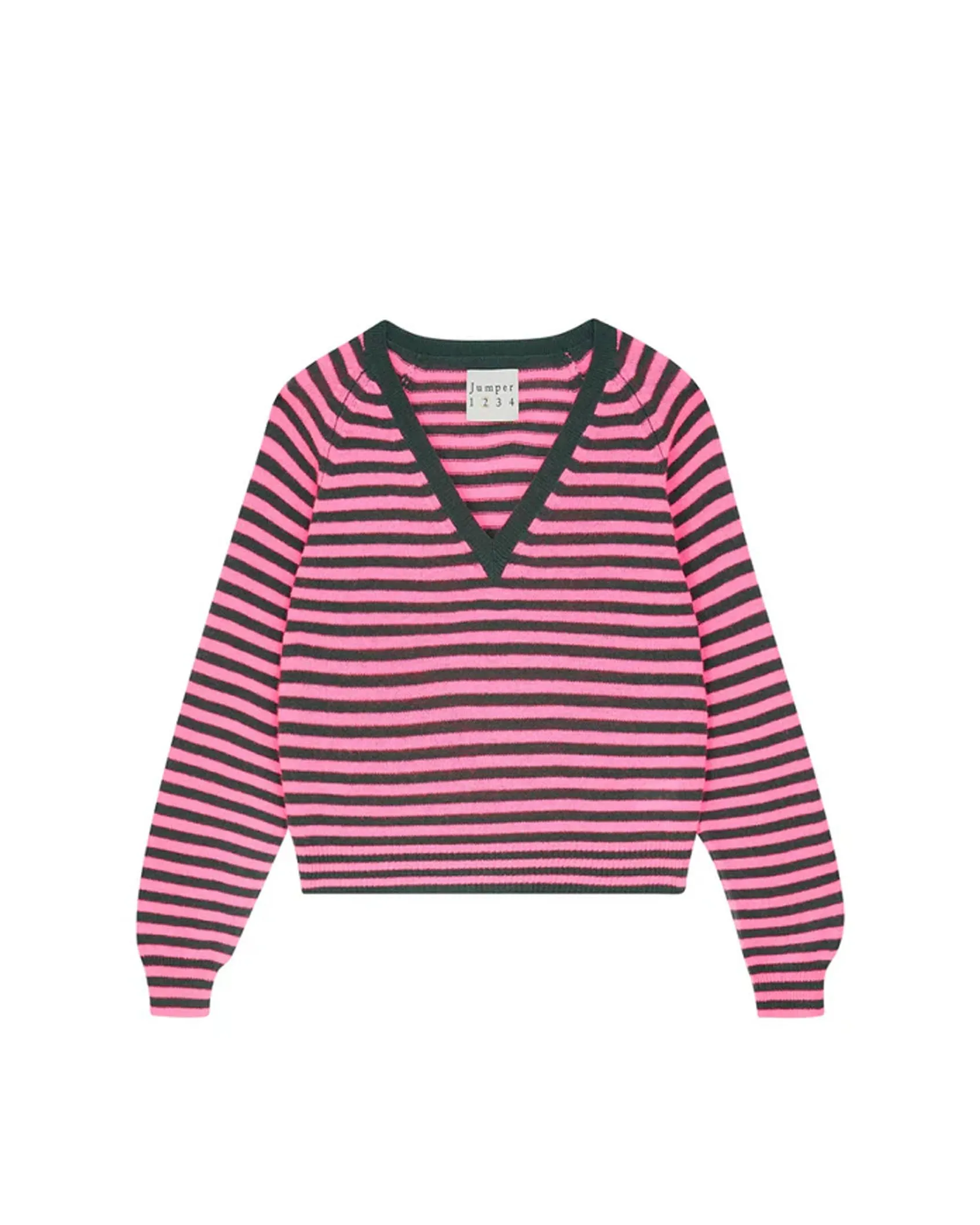 Jumper 1234 Crop Stripe V Neck