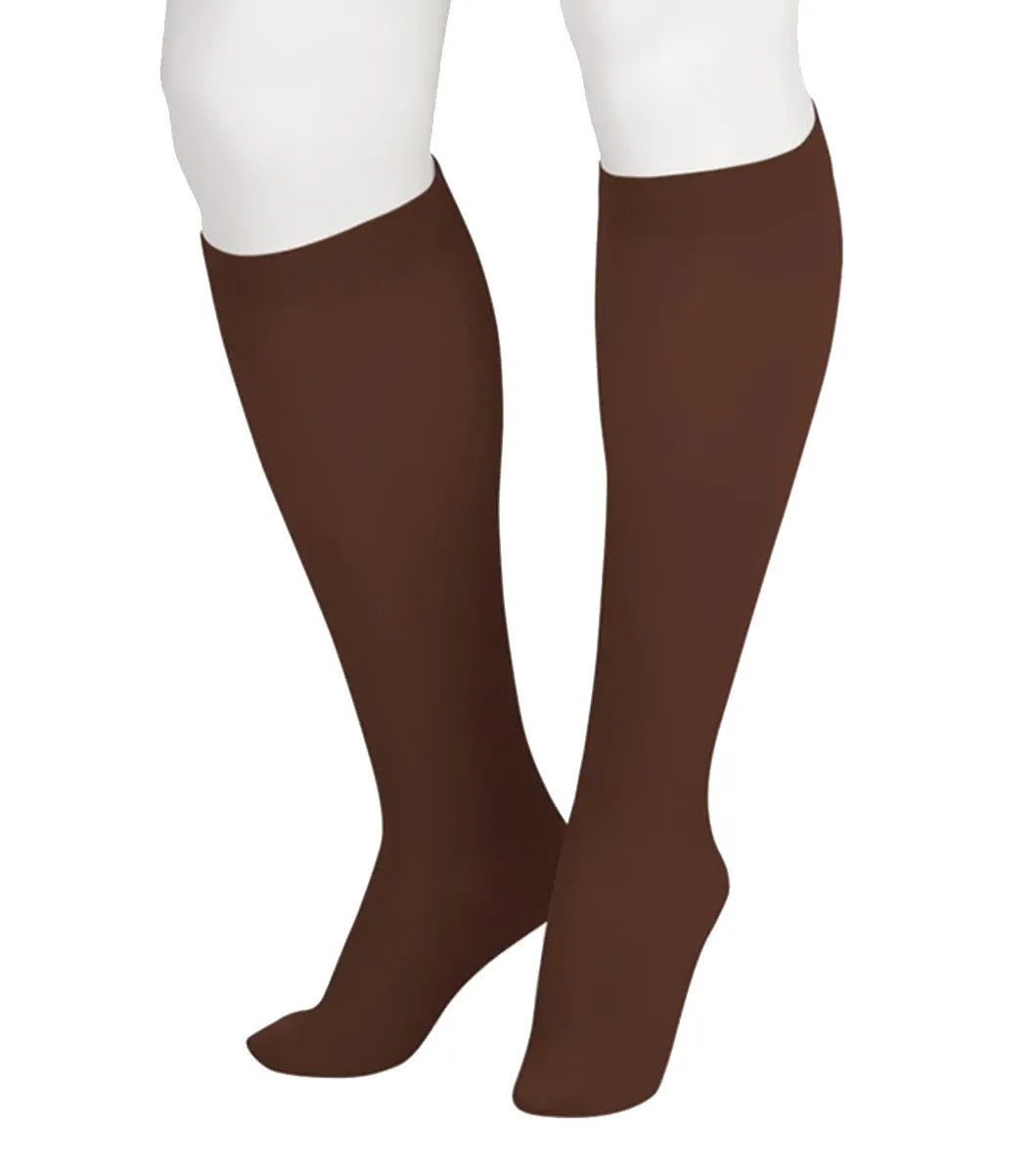 Juzo Soft 2001 Closed Toe Knee Highs w/ Silicone Top Band 20-30 mmHg - Chocolate