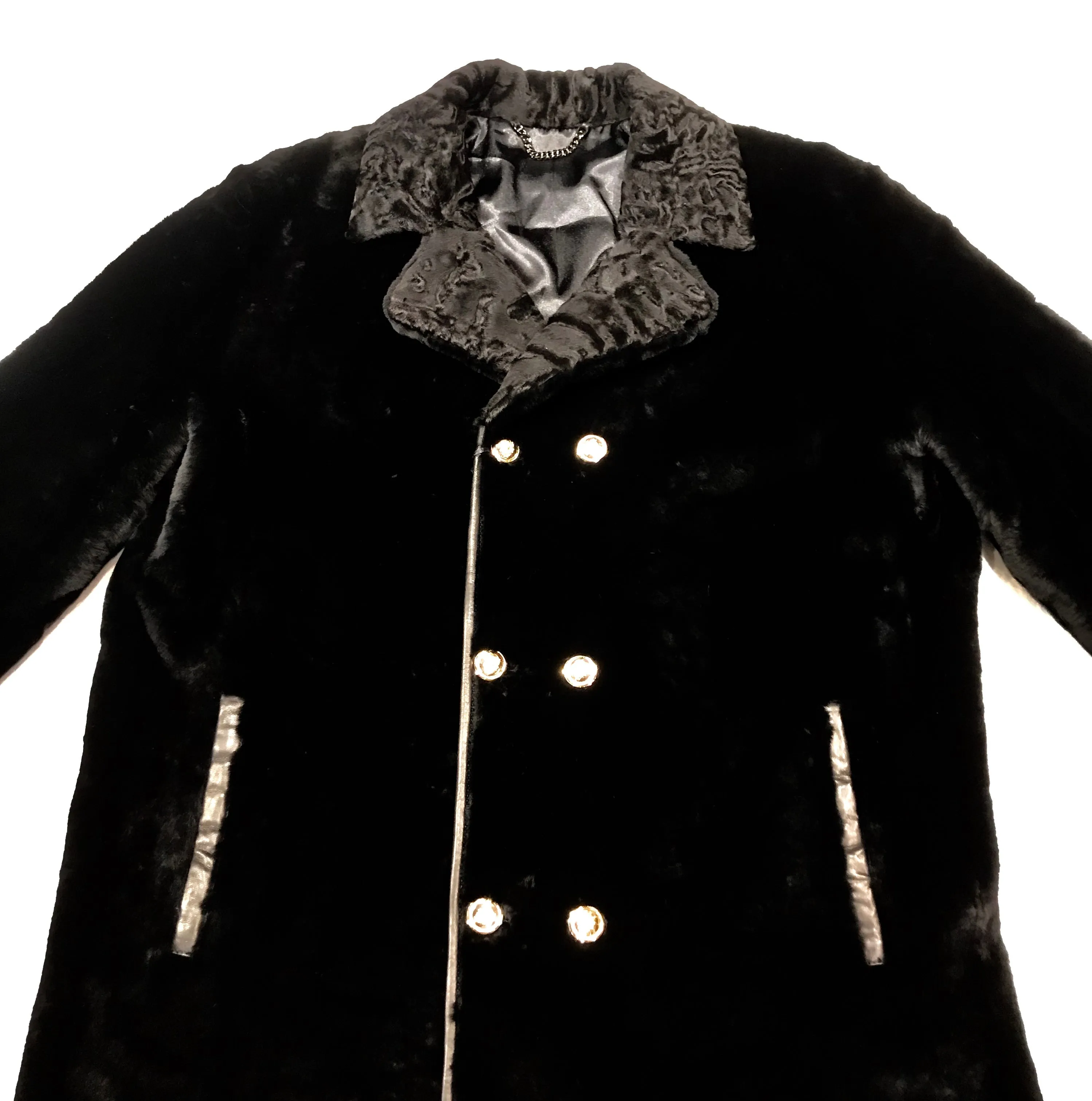 Kashani Black Persian Lambskin Peacoat Shearling