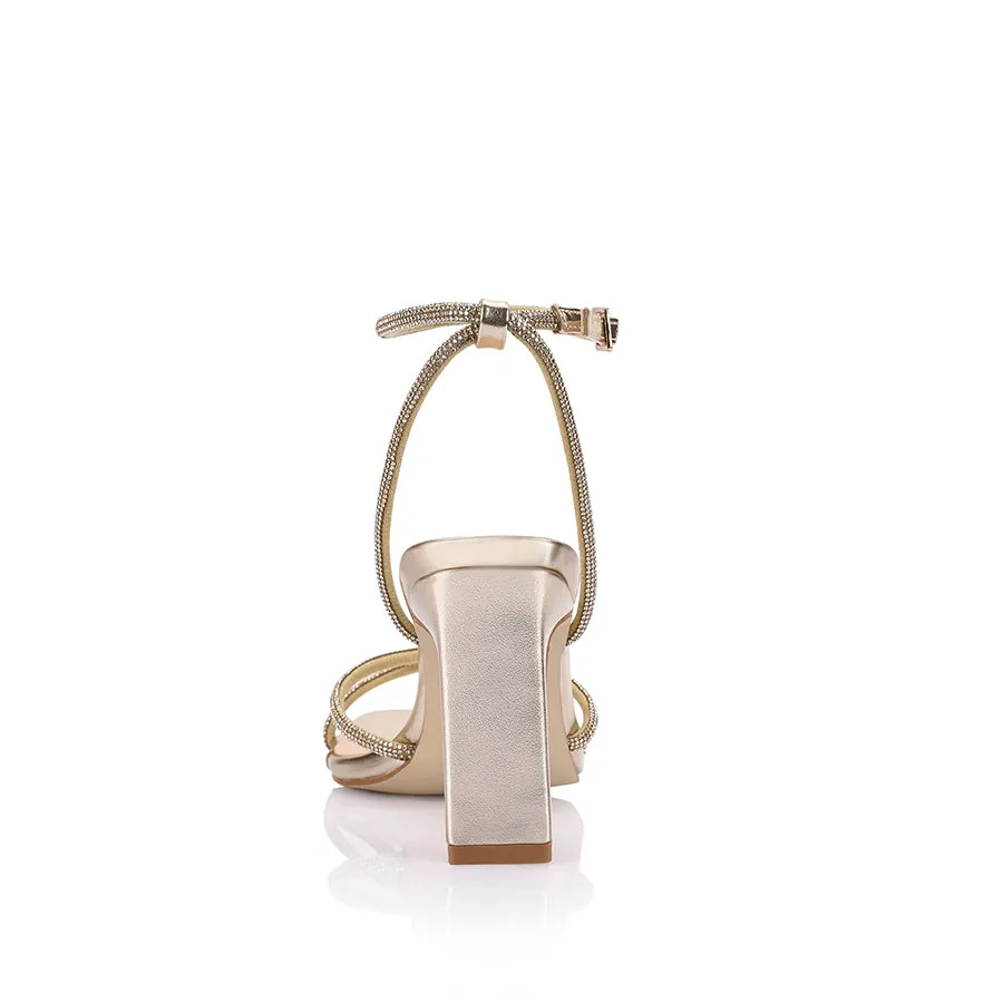 Kian Block Heel Sandals - Champagne Smooth