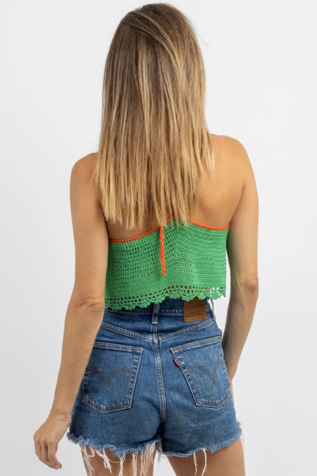 KORA GREEN CROCHET TOP