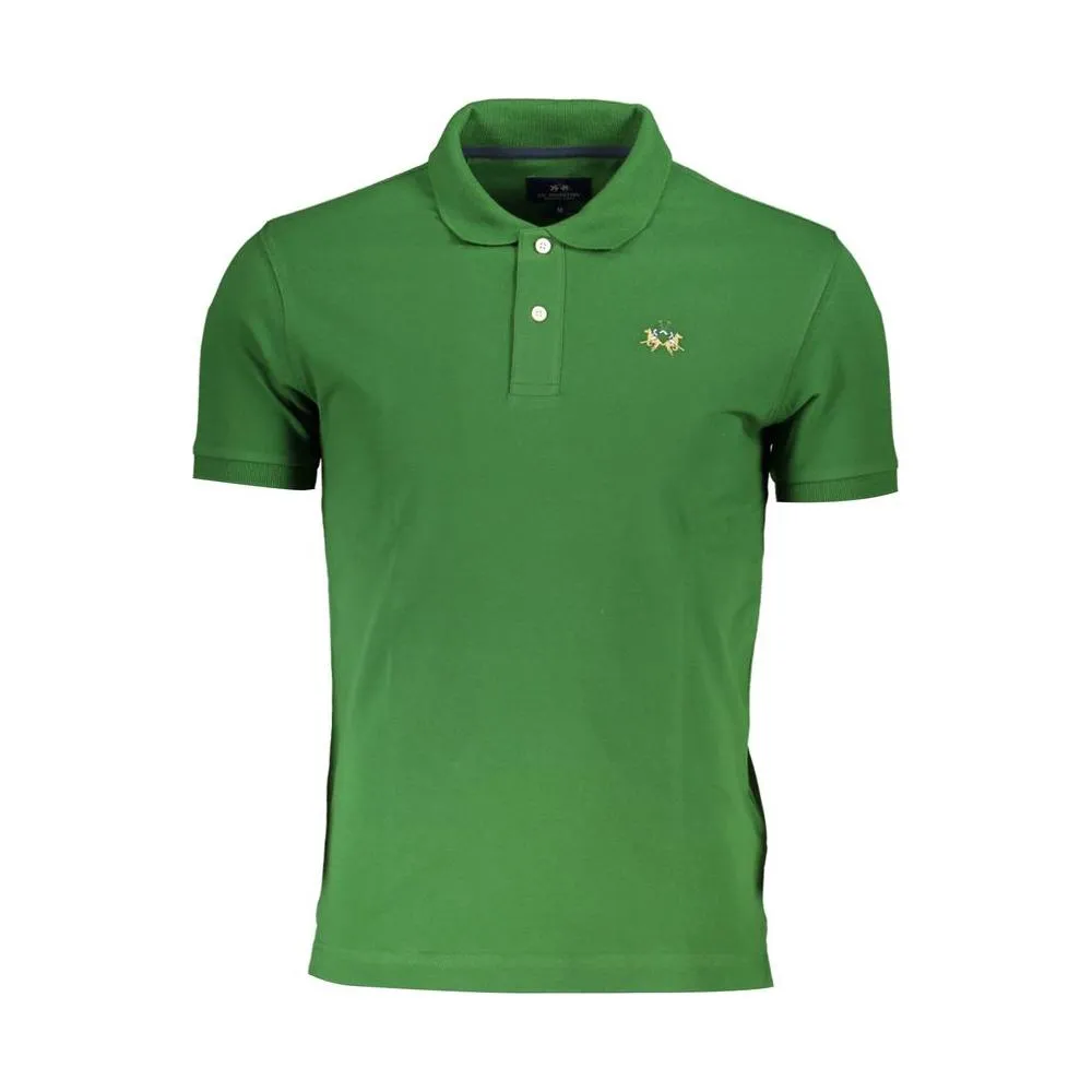 La Martina Green Cotton Men Polo Shirt