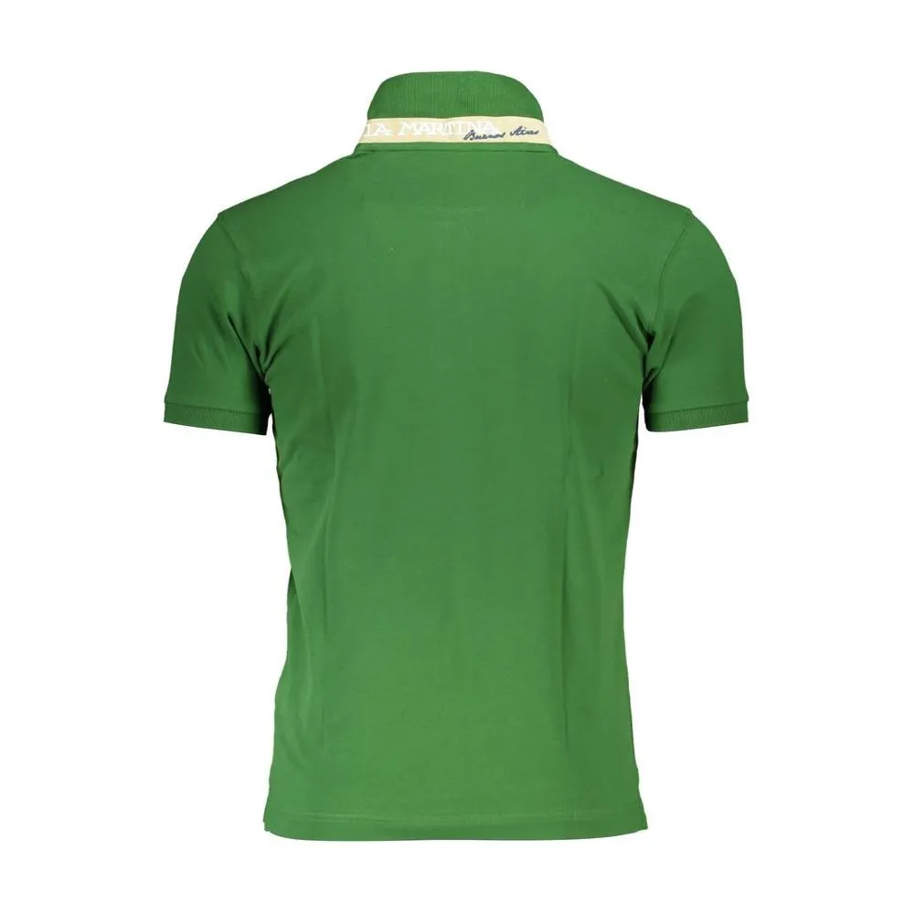 La Martina Green Cotton Men Polo Shirt