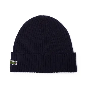 Lacoste Ribbed Wool Beanie Hat