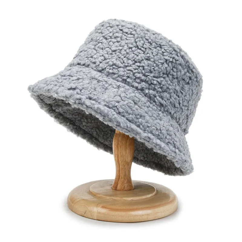 Lanfubeisi lolíta fashion dress to impress Hat Women's Autumn and Winter Classic Light Board Solid Color Lamb Wool Fisherman Hat Korean Style Versatile Warm Sun Hat for Students