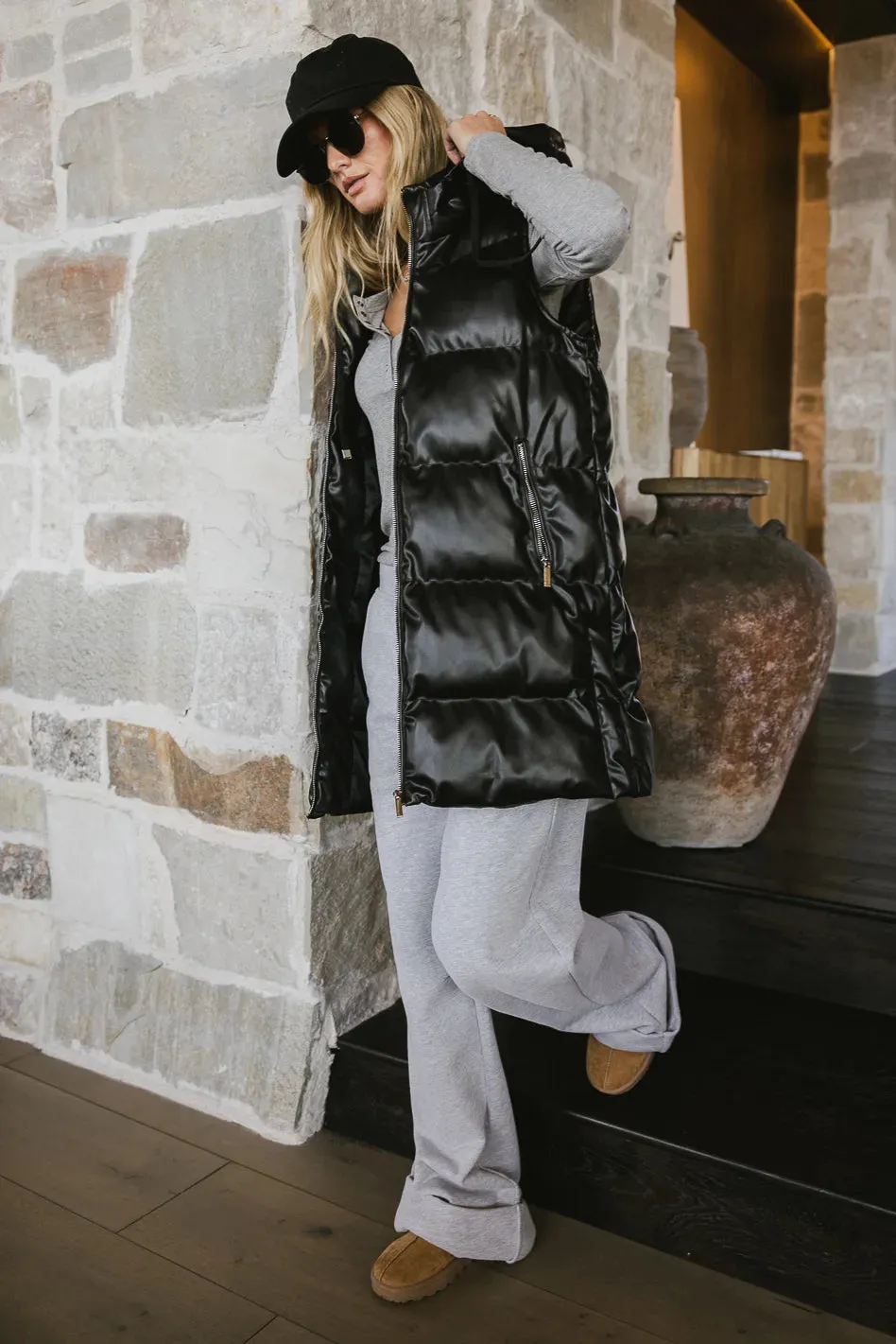 Layla Puffer Vest in Black