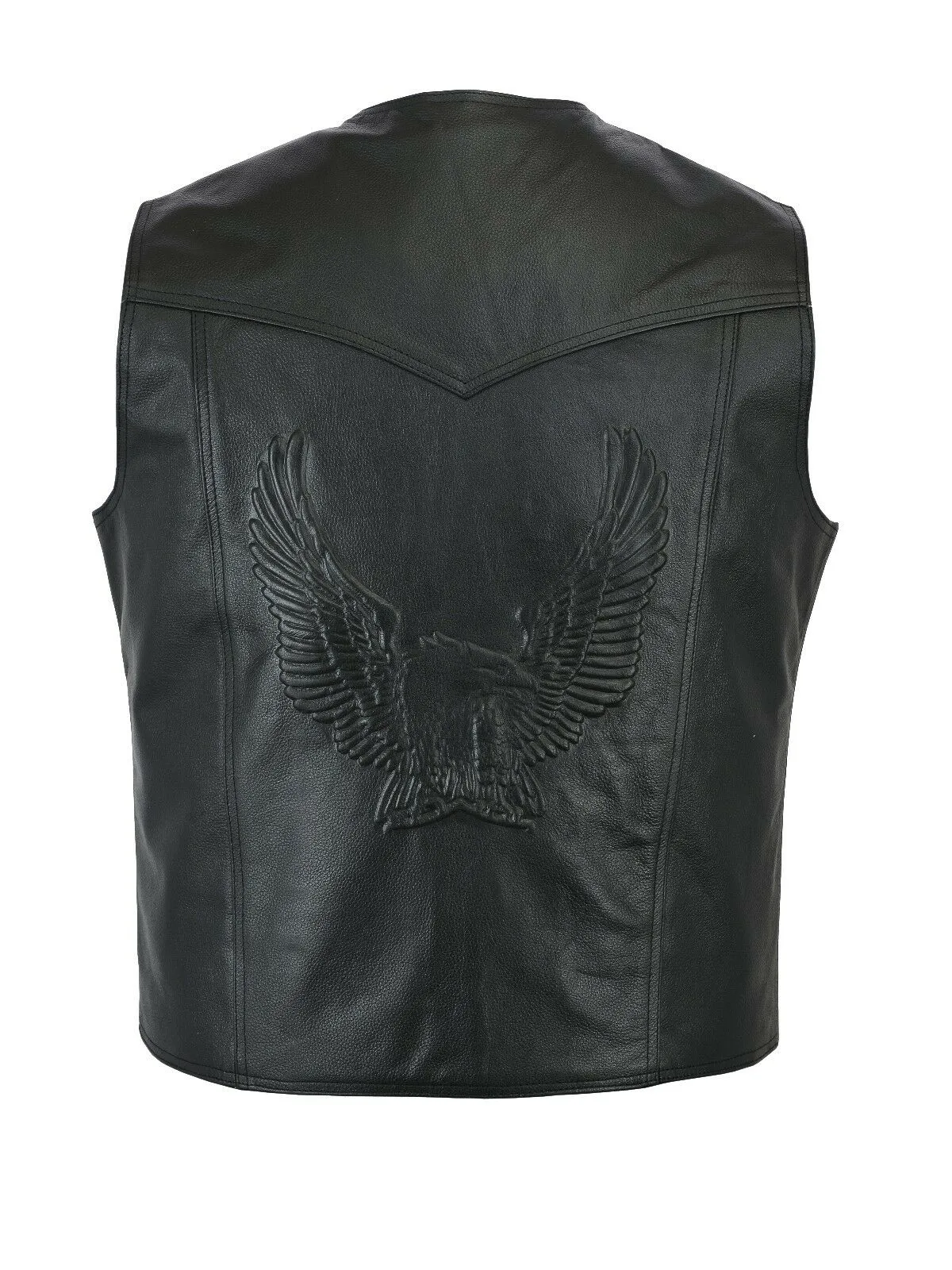 Leather Waistcoat Biker Vest Motorcycle Motorbike Leather Vest/ Embossed Eagle