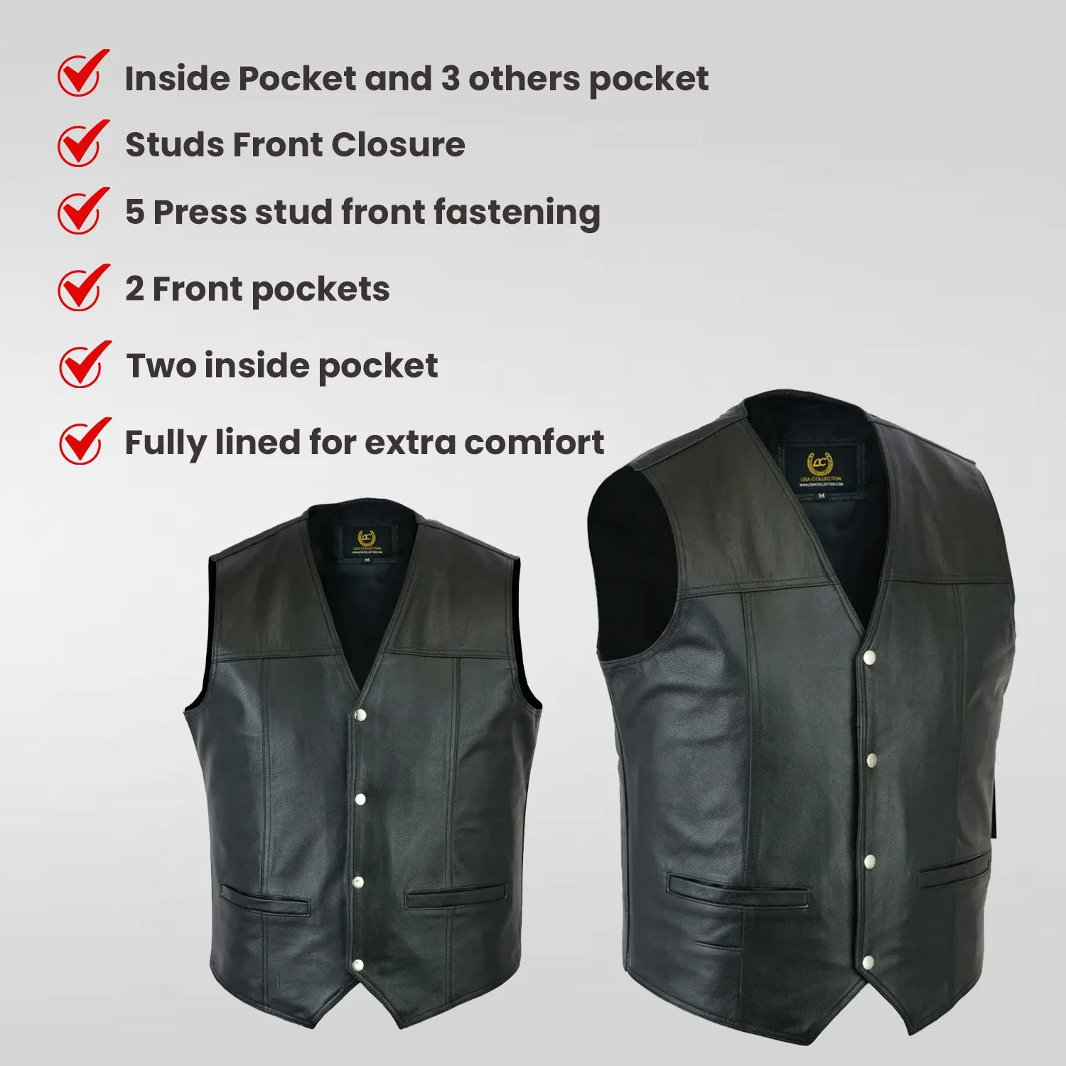 Leather Waistcoat Biker Vest Motorcycle Motorbike Leather Vest/ Embossed Eagle